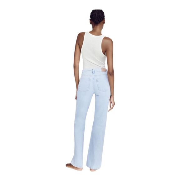 ZARA | Light Blue | HIGH-WAISTED FULL LENGTH Z1975 FLARED JEANS - Picture 7 of 10